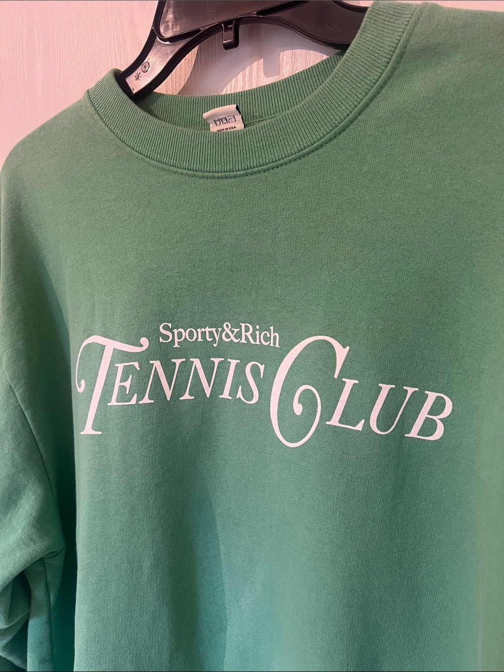 Sporty & Rich Tennis Club Unisex Sweatshirt in Vintage Kelly Green - Picture 7 of 11